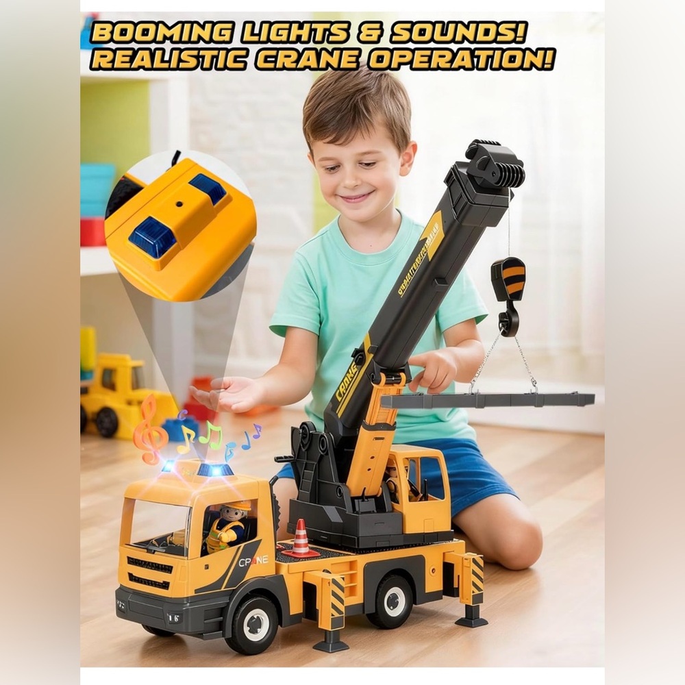 Coroiesty Engineering Vehicle Crane Truck with Lights & Sounds Brand New - Picture 6 of 12